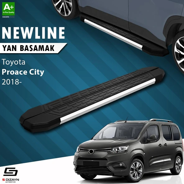 S-Dizayn Toyota Proace City Kısa Şase NewLine Krom Yan Basamak 203 Cm 2018 Üzeri A+ Kalite ürün görseli