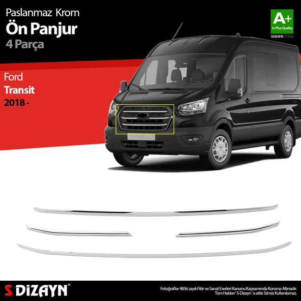 S-Dizayn Ford Transit Krom Ön Panjur 4 Prç. 2018 Üzeri ürün görseli