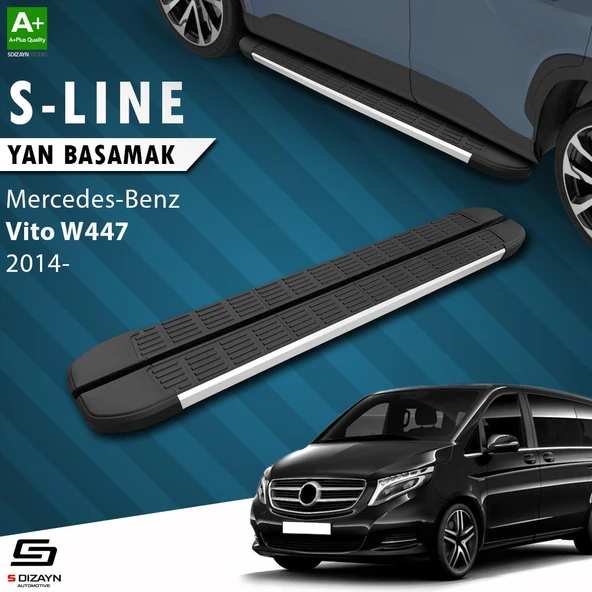 S-Dizayn Mercedes Vito W447 Uzun Şase S-Line Aluminyum Yan Basamak 253 Cm 2014 Üzeri A+ Kalite ürün görseli