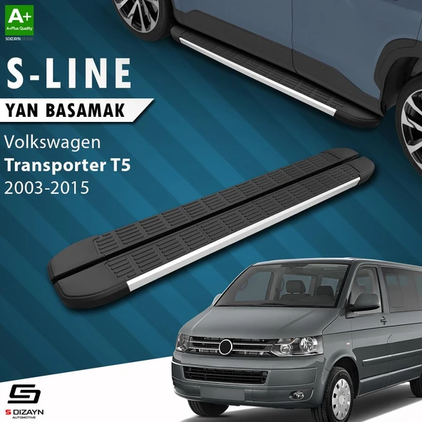 S-Dizayn VW Transporter T5 Uzun Şase S-Line Aluminyum Yan Basamak 253 Cm 2003-2015 A+ Kalite ürün görseli