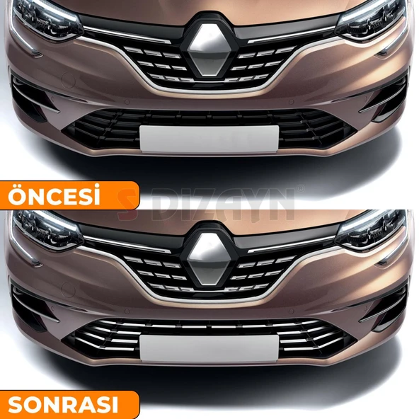 S-Dizayn Renault Megane 4 Krom Ön Tampon Çıtası 8 Prç. 2020 Üzeri - Resim 6