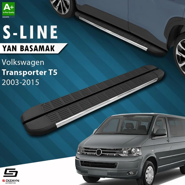 S-Dizayn VW Transporter T5 Kısa Şase S-Line Krom Yan Basamak 213 Cm 2003-2015 A+ Kalite ürün görseli