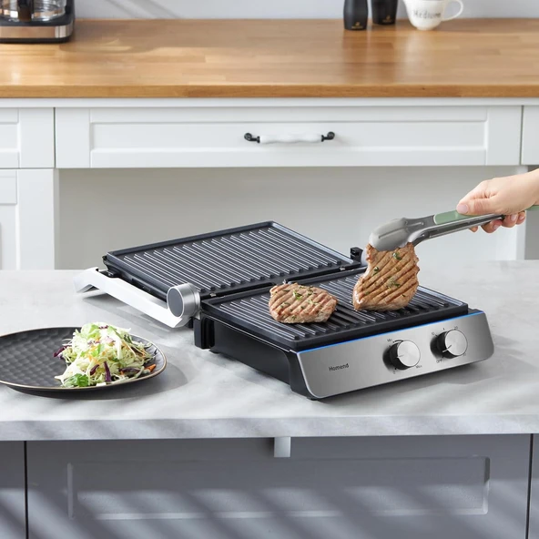 Homend Grilliant 1344H Inox Gövdeli, Döküm Plakalı Tost ve Izgara Makinesi - Resim 3