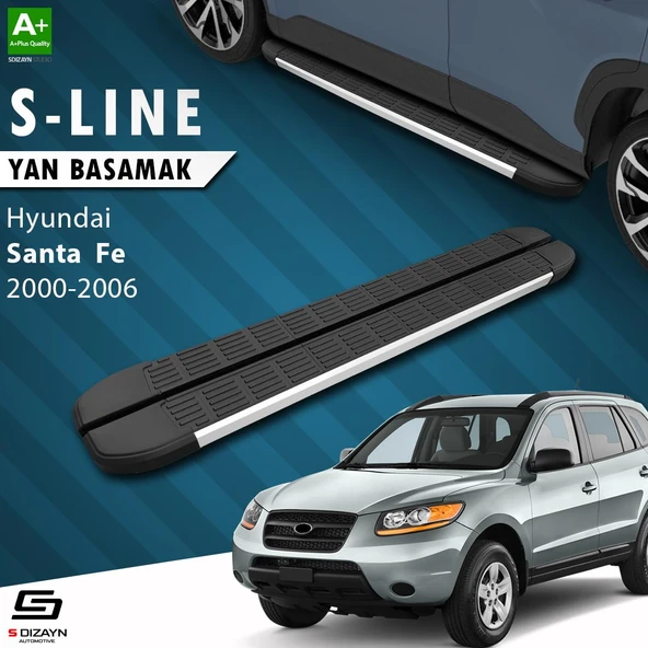 S-Dizayn Hyundai Santa Fe S-Line Aluminyum Yan Basamak 163 Cm 2000-2006 A+ Kalite ürün görseli