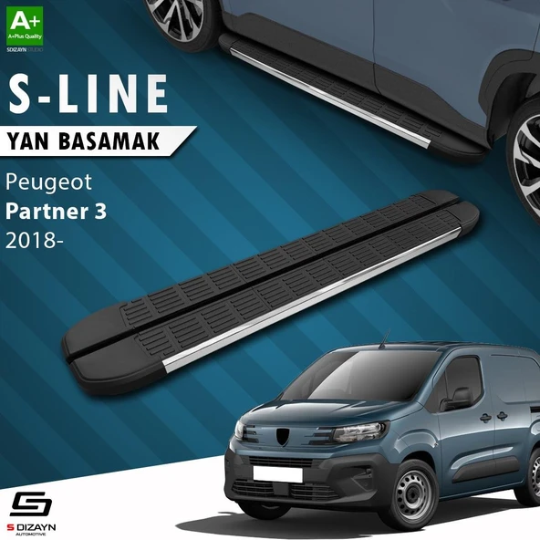 S-Dizayn Peugeot Partner 3 Uzun Şase S-Line Krom Yan Basamak 213 Cm 2018 Üzeri A+ Kalite ürün görseli