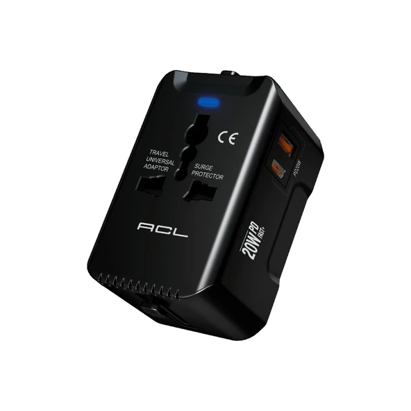 ACL AC-114 20W, 3.4A A+C Çift Portlu QC 3.0 Seyehat Şarj Adaptörü Seyahat Şarj ürün görseli 1