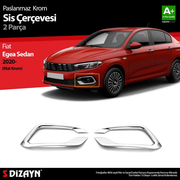S-Dizayn Fiat Egea Sedan Krom Sis Çerçevesi 2 Prç. 2020 Üzeri (Mat Krom) ürün görseli