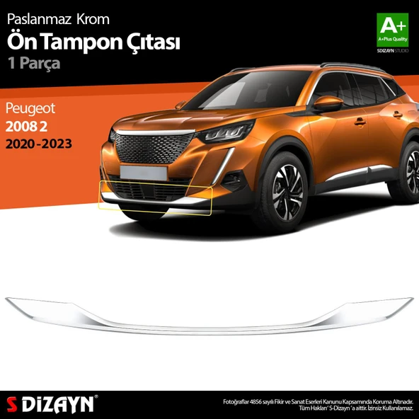 S-Dizayn Peugeot 2008 2 Krom Ön Tampon Çıtası 2020-2023 ürün görseli