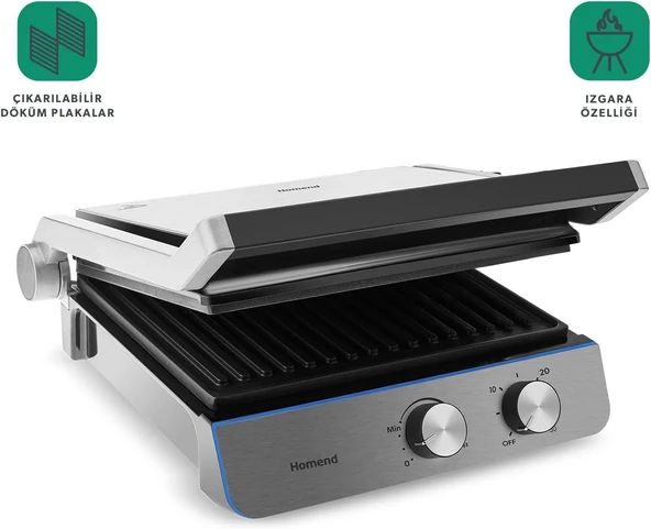 Homend Grilliant 1344H Inox Gövdeli, Döküm Plakalı Tost ve Izgara Makinesi ürün görseli