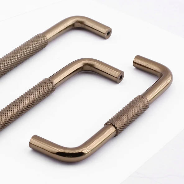 Tırtıklı Bronz Metal Kulp 128 mm 12.8 cm Mobilya Çekmece Dolap Dolabı Modern Kapak Kulpları - Resim 7
