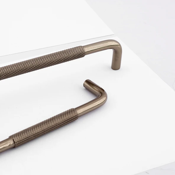Tırtıklı Bronz Metal Kulp 128 mm 12.8 cm Mobilya Çekmece Dolap Dolabı Modern Kapak Kulpları - Resim 6