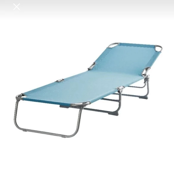 Minderli Yastıklı Kamp Yatağı Katlanır Şezlong Kampet Açık Mavi 1633 - 3