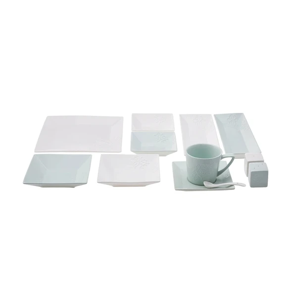 Karaca Forever Bone Trend Emboss 32 Parça 6 Kişilik Kahvaltı Takımı Yeşil - Resim 6