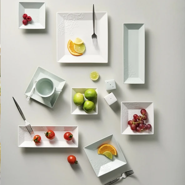 Karaca Forever Bone Trend Emboss 32 Parça 6 Kişilik Kahvaltı Takımı Yeşil ürün görseli 1