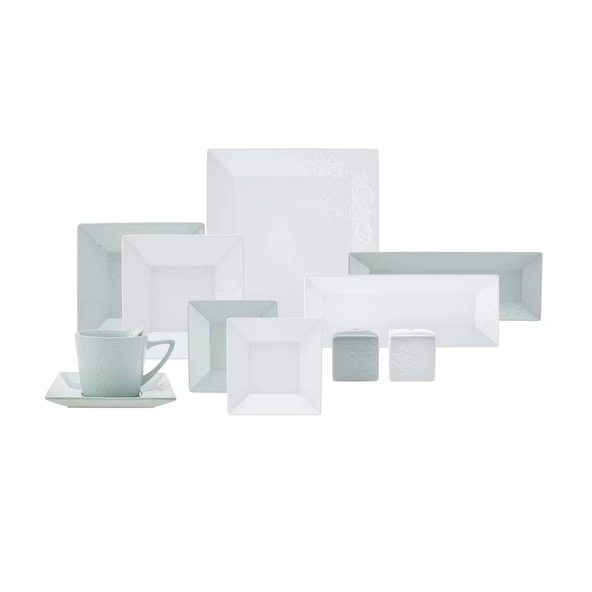 Karaca Forever Bone Trend Emboss 32 Parça 6 Kişilik Kahvaltı Takımı Yeşil - Resim 2