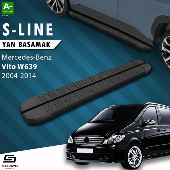 S-Dizayn Mercedes Vito W639 Uzun Şase S-Line Siyah Yan Basamak 253 Cm 2004-2014 A+ Kalite ürün görseli