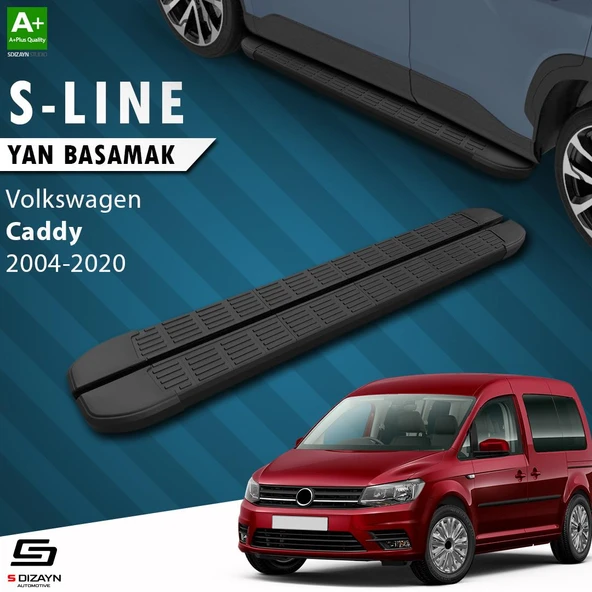 S-Dizayn VW Caddy 3 Uzun Şase S-Line Siyah Yan Basamak 223 Cm 2004-2020 A+ Kalite ürün görseli