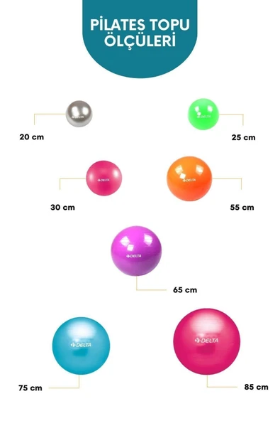 Delta 65 cm Silver Deluxe Pilates Topu Ve Çift Yönlü Pompa Seti-GÜMÜŞ - Resim 2