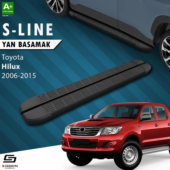S-Dizayn Toyota Hilux 7 S-Line Siyah Yan Basamak 203 Cm 2006-2015 A+ Kalite ürün görseli