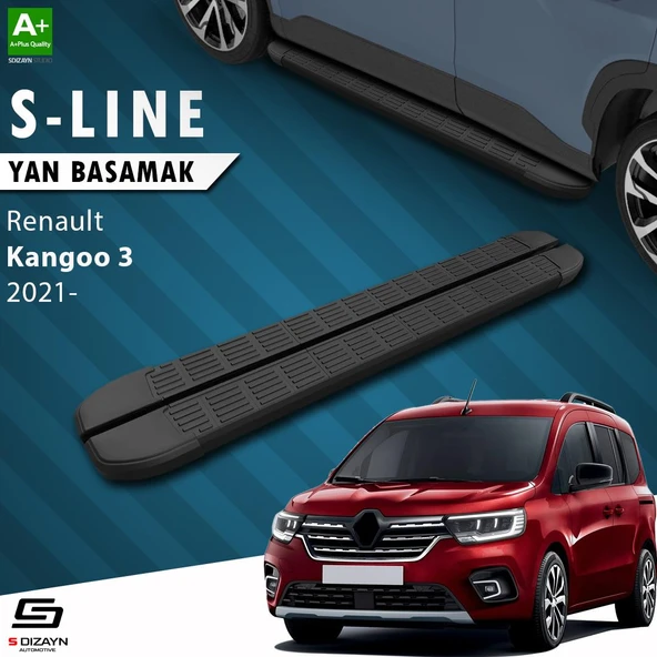 S-Dizayn Renault Kangoo 3 Uzun Şase S-Line Siyah Yan Basamak 223 Cm 2021 Üzeri A+ Kalite ürün görseli