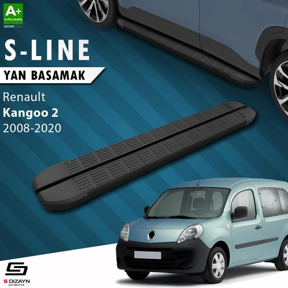 S-Dizayn Renault Kangoo 2 Uzun Şase S-Line Siyah Yan Basamak 223 Cm 2008-2020 A+ Kalite ürün görseli