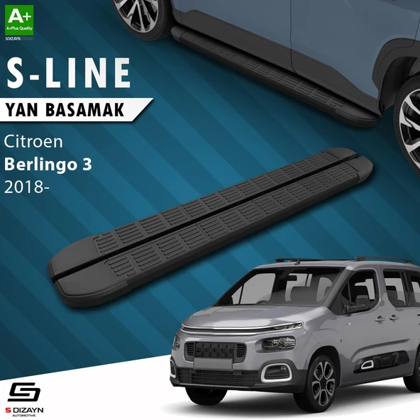 S-Dizayn Citroen Berlingo 3 Uzun Şase S-Line Siyah Yan Basamak 213 Cm 2018 Üzeri A+ Kalite ürün görseli