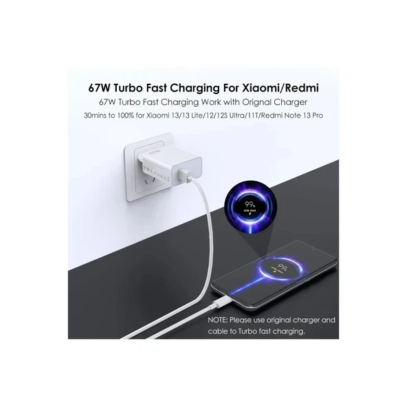 ACL AC-107 67Watt, 1xUSB-A 1metre USB-A to USB-C Kablolu Duvar Şarj Aleti Seyahat Şarj - Resim 4