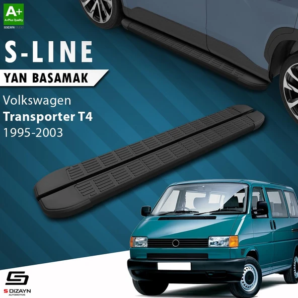 S-Dizayn VW Transporter T4 Uzun Şase S-Line Siyah Yan Basamak 253 Cm 1995-2003 A+ Kalite ürün görseli