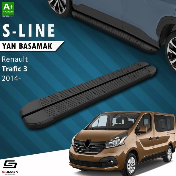 S-Dizayn Renault Trafic 3 Kısa Şase S-Line Siyah Yan Basamak 223 Cm 2014-2020 A+ Kalite ürün görseli
