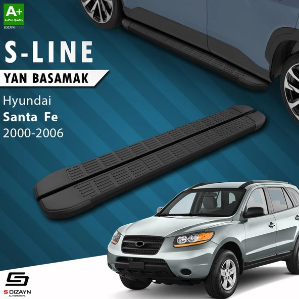 S-Dizayn Hyundai Santa Fe S-Line Siyah Yan Basamak 163 Cm 2000-2006 A+ Kalite ürün görseli