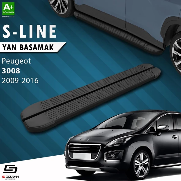 S-Dizayn Peugeot 3008 S-Line Siyah Yan Basamak 183 Cm 2009-2016 A+ Kalite ürün görseli