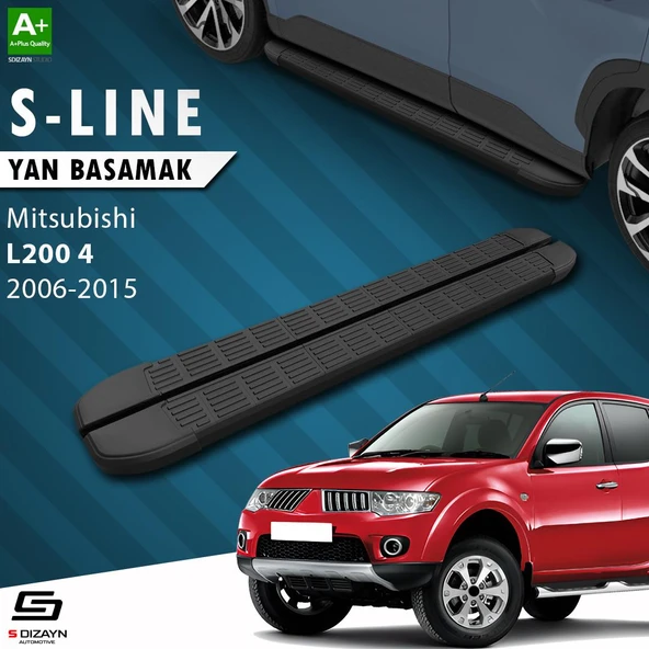 S-Dizayn Mitsubishi L200 4 S-Line Siyah Yan Basamak 193 Cm 2006-2015 A+ Kalite ürün görseli