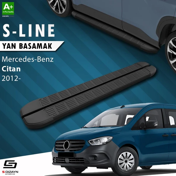 S-Dizayn Mercedes Citan S-Line Siyah Yan Basamak 193 Cm 2012-2021 A+ Kalite ürün görseli