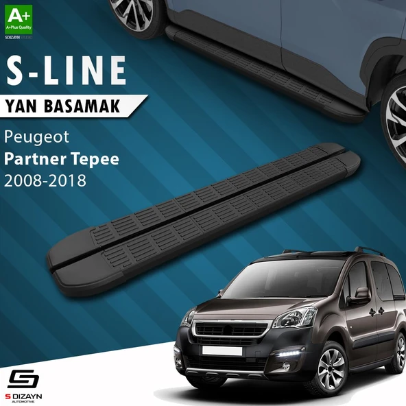 S-Dizayn Peugeot Partner 2 Tepee S-Line Siyah Yan Basamak 193 Cm 2008-2018 A+ Kalite ürün görseli