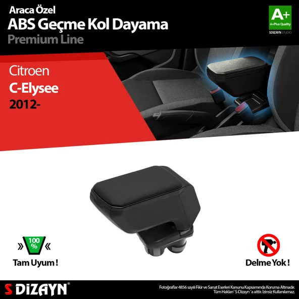 S-Dizayn Citroen C-Elysee Kol Dayama Kolçak Geçmeli ABS Siyah 2012-2017 A+Kalite ürün görseli