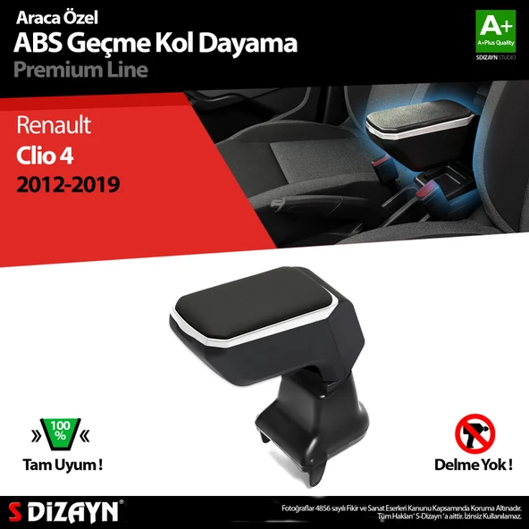 S-Dizayn Renault Clio 4 Kol Dayama Kolçak Geçmeli ABS Gri 2012-2019 A+Kalite ürün görseli