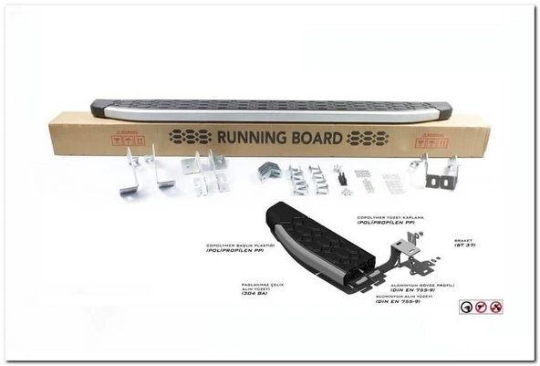 Omsa Line Fiat Doblo 2022 Sonrası Kısa Şasi Blackline Mat Alüminyum Alınlı Yan Basamak - Resim 3