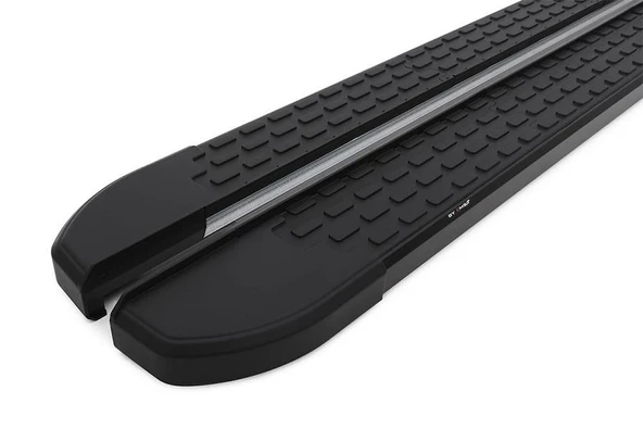 Omsa Line VW T5 Caravelle 2003-2014 Kısa Şasi Nevada Mat Siyah Alüminyum Alınlı Yan Basamak - Resim 2