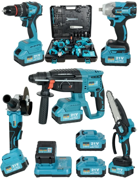 Pro drager Kömürsüz Motor Şarjlı Matkap,Taşlama,Yağ Pompalı Testere,Somun Sıkma,Kırıcı Delici 5 li Ultra Set