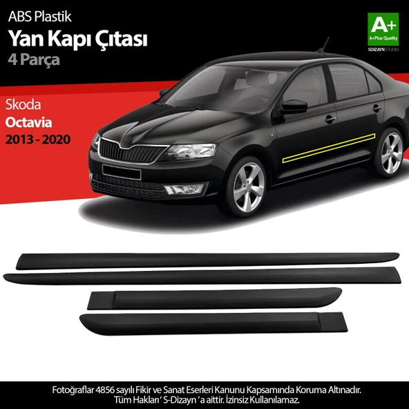 S-Dizayn Skoda Octavia ABS Plastik Yan Kapı Koruma Çıtası 2013-2020 A+ Kalite ürün görseli