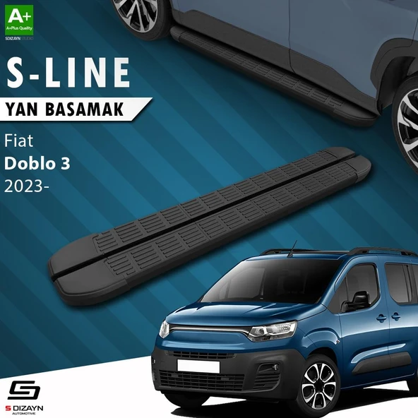 S-Dizayn Fiat Doblo 3 Uzun Şase S-Line Siyah Yan Basamak 213 Cm 2023 Üzeri A+ Kalite ürün görseli 1