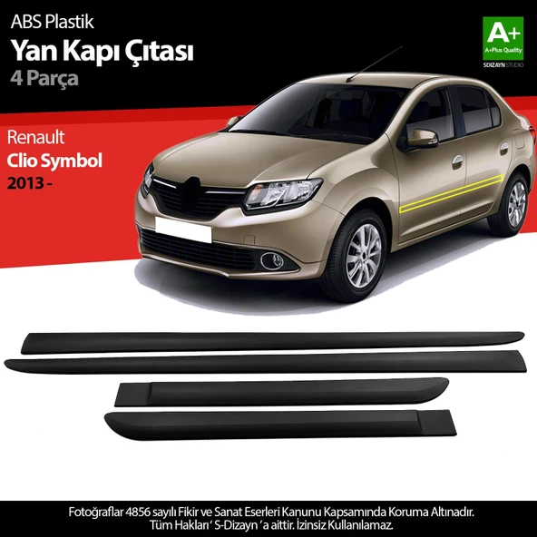S-Dizayn Renault Clio Symbol ABS Plastik Yan Kapı Koruma Çıtası 2012-2019 A+ Kalite ürün görseli