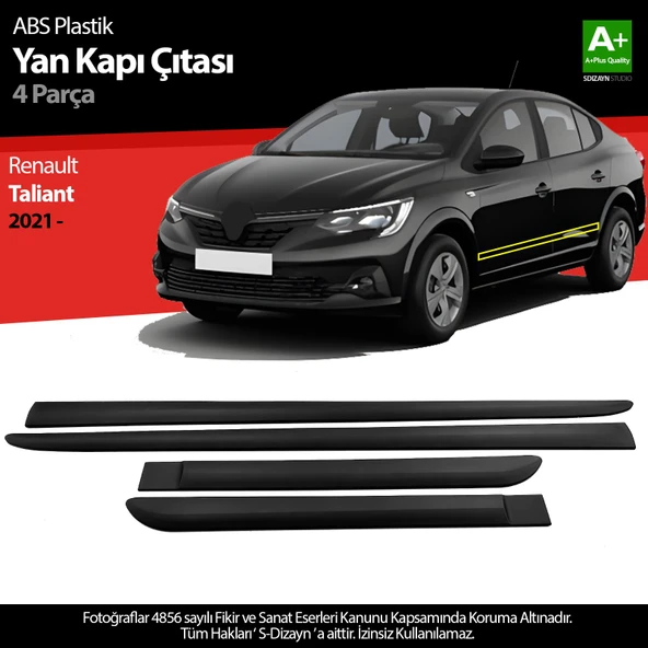 S-Dizayn Renault Taliant ABS Plastik Yan Kapı Koruma Çıtası 2021 Üzeri A+ Kalite ürün görseli