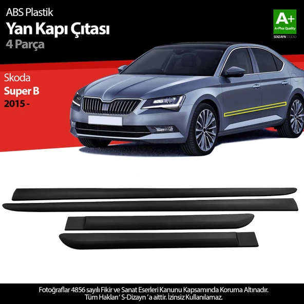 S-Dizayn Skoda Super B ABS Plastik Yan Kapı Koruma Çıtası 2015-2023 A+ Kalite ürün görseli