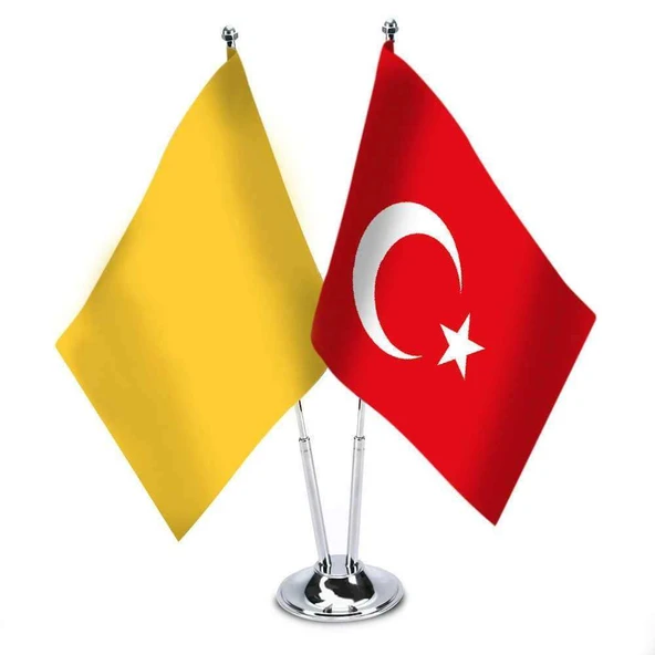 Batı Hun İmparatorluğu ve Türkiye -İkili Saten Masa Bayrağı