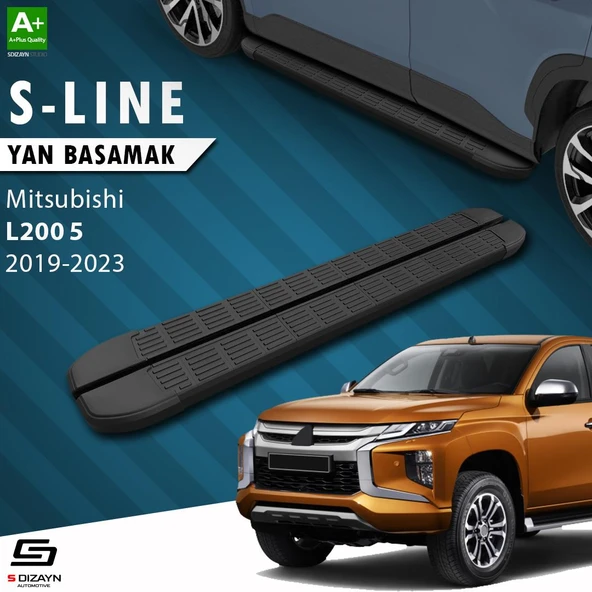S-Dizayn Mitsubishi L200 5 Makyajlı S-Line Siyah Yan Basamak 203 Cm 2019-2023 A+ Kalite ürün görseli