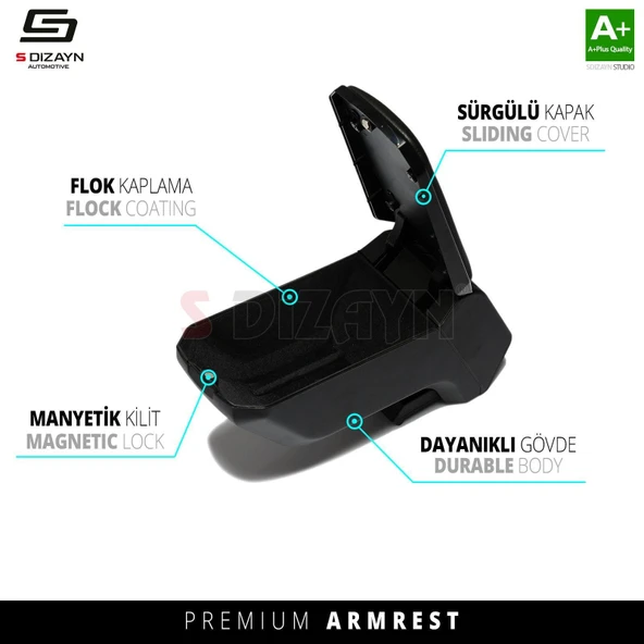 S-Dizayn Seat Ibiza ABS Vidalı Kol Dayama Kolçak Siyah 2017 Üzeri A+Kalite - Resim 4
