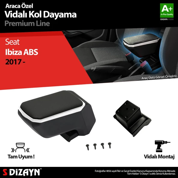 S-Dizayn Seat Ibiza ABS Vidalı Kol Dayama Kolçak Gri 2017 Üzeri A+Kalite ürün görseli