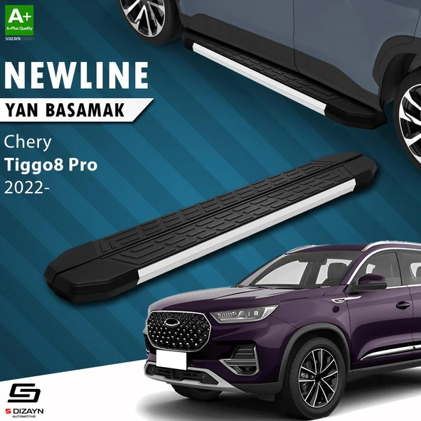 S-Dizayn Chery Tiggo8 Pro NewLine Aluminyum Yan Basamak 183 Cm 2022 Üzeri A+ Kalite ürün görseli