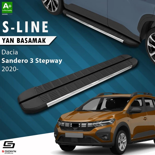 S-Dizayn Dacia Sandero 3 Stepway S-Line Krom Yan Basamak 183 Cm 2020 Üzeri A+ Kalite ürün görseli